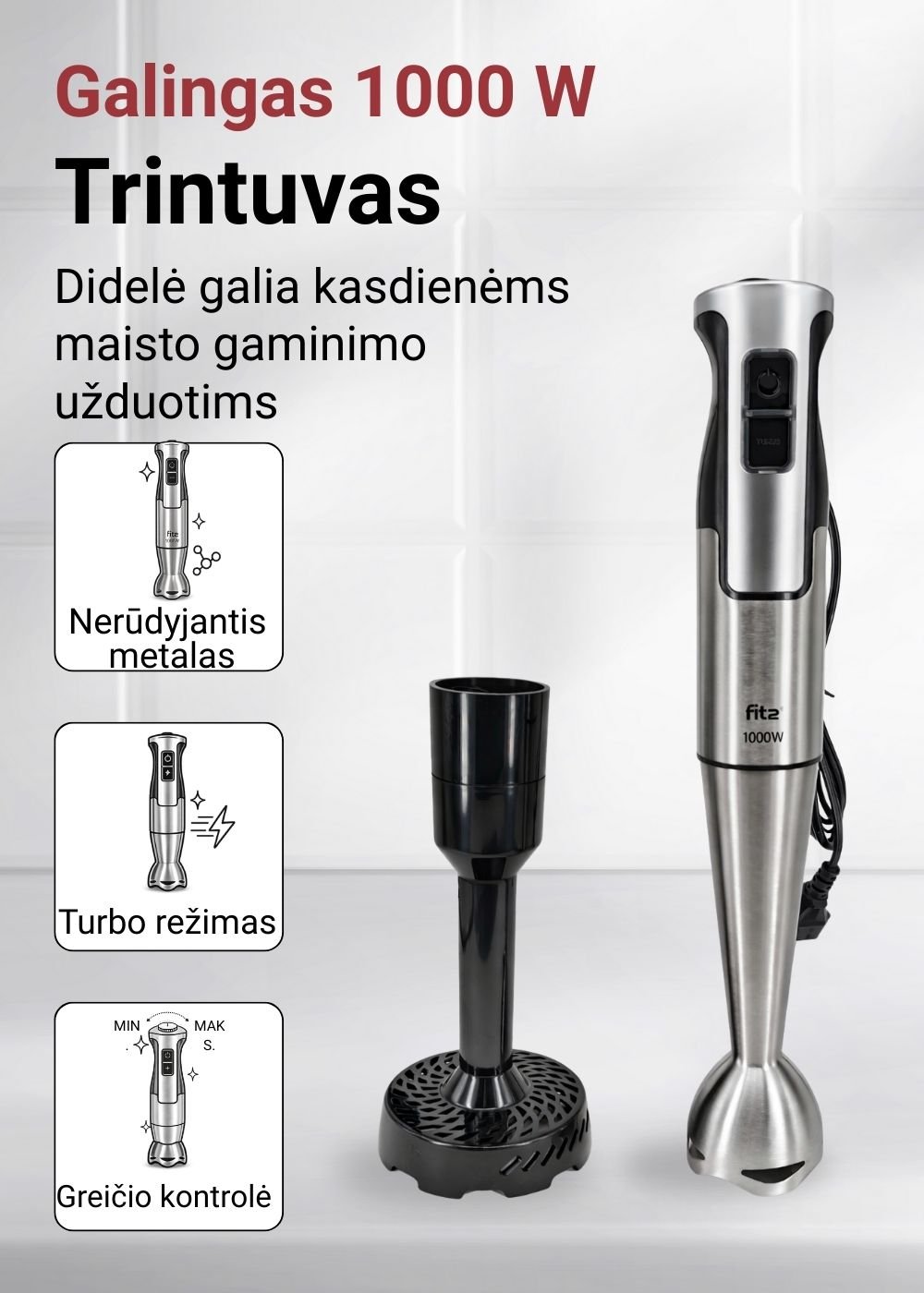 1000W rankinis trintuvas su bulvių ko&scaron;ės trintuvo antgaliu